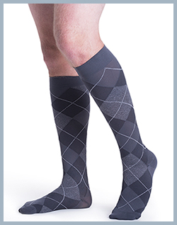 Sigvaris 832 Microfiber Series for Men and Women - Grey Argyle for Men pictured